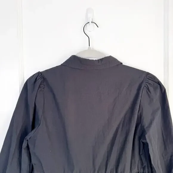 Showpo Collared Button Down Mini Shirt Dress Classic Black Ruffle Hemline Size 2 - Picture 9 of 11